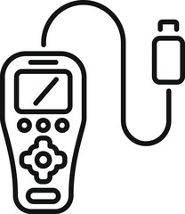 Wall Mural - Line icon of a remote control device with buttons and a screen, connected with a usb cable