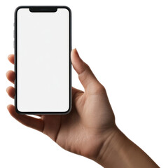 png hand holding blank smartphone screen