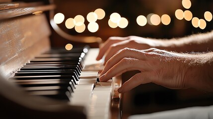 Haunted piano playing itself in a dark room, ghostly hands on keys, eerie music, Halloween haunted object