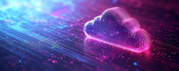 Cloud Computing Abstract 3D Illustration with Circuit Board Background