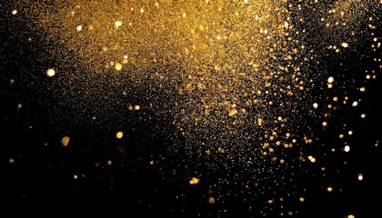 Wall Mural - Gold glitter texture on a black background. Holiday background. Golden explosion of confetti. Golden grainy abstract texture on a black background. Design element