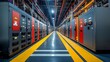 © YOGI C - Industrial Electrical Room with Metal Cabinets and Yellow Stripes - Photo