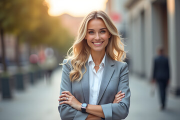 Wall Mural - Young happy pretty smiling professional business woman