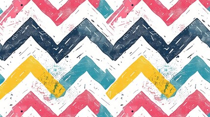 Wall Mural - Colorful Zigzag Pattern on White Background