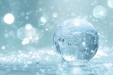 Wall Mural - Water Drop Sphere with Bubbles Abstract Background