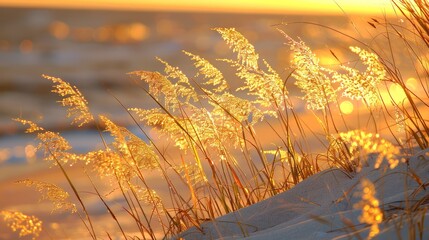 Canvas Print - Golden Grass at Sunset