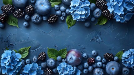 Poster - Isolated bunch of ripe, juicy blueberries in a glass, sweet and healthy summer fruit