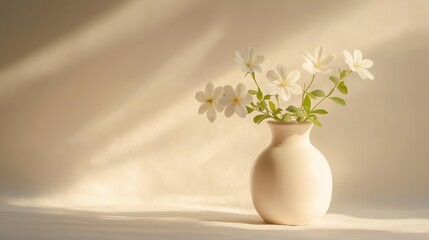 Wall Mural - white flower vase against a plain background