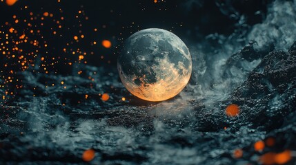 abstract creative imagery of china's mid-autumn festival, chinese 3d creative three-dimensional land