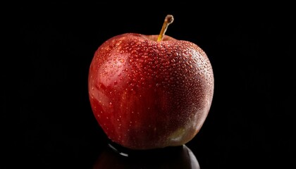 Wall Mural - Apple with droplets Macro Close-Up Shot on a black background isolated
