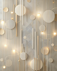 Poster - Golden Geometry: A symphony of light and form, this abstract composition features glowing orbs and sleek lines in a harmonious dance of modern elegance.