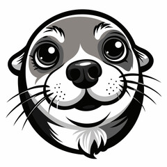 Wall Mural - Sea seal head vector icon, Sea lion face illustration