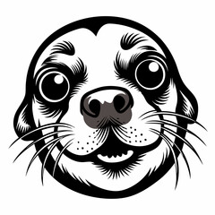 Wall Mural - Sea seal head vector icon, Sea lion face illustration