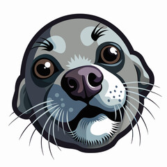 Wall Mural - Sea seal head vector icon, Sea lion face illustration