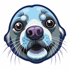 Wall Mural - Sea seal head vector icon, Sea lion face illustration