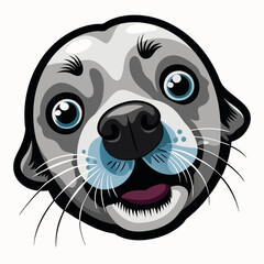 Wall Mural - Sea seal head vector icon, Sea lion face illustration