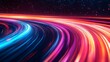 © Xyeppup - An abstract representation of vibrant light trails weaving through a dark space, creating a sense of motion and energy