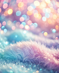 Wall Mural - dreamy pastel fur with bokeh lights: a captivating abstract image, soft and ethereal, showcasing a d