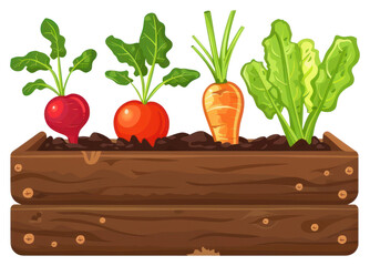 Wall Mural - PNG Vegetable in garden bed planter pottery produce.