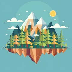 Poster - Flat Design Mountain Landscape Illustration