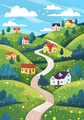 Wall Mural - Winding Road Through Colorful Village