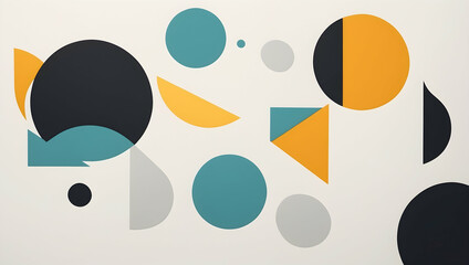 Wall Mural - Abstract Geometric Shapes in Teal and Black: A minimalist geometric design with intersecting lines and curves, featuring teal, black, and white. The dynamic composition creates a sense of depth 