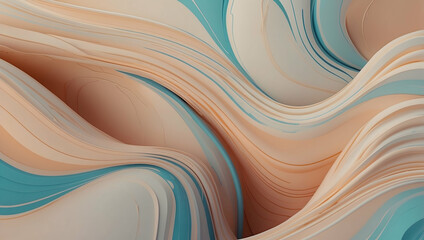 Wall Mural - Chromatic Currents: A mesmerizing flow of vibrant paper waves, meticulously crafted in a captivating 3D render. This abstract masterpiece evokes the fluidity of emotions, the beauty of nature's curves