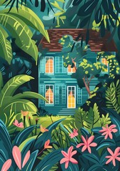 Sticker - A Green House in the Jungle