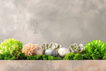 Canvas Print - Succulents and Stones on Concrete Background