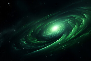 Wall Mural - pulsar or spiral galaxy abstract green cosmos object in space