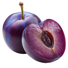 Wall Mural - ripe purple plum on a transparent background