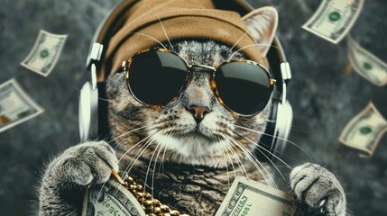 Wall Mural - Cool rich gangster boss cat