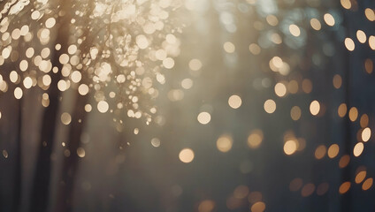 Wall Mural - Golden Bokeh Bliss: Abstract background with shimmering golden bubbles and a soft, dreamy bokeh effect. 