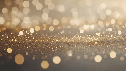 Wall Mural - Golden Bokeh Bliss: Abstract background with shimmering golden bubbles and a soft, dreamy bokeh effect. 