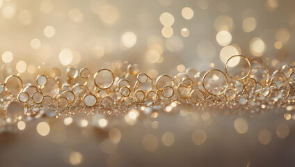 Canvas Print - golden bokeh bliss: abstract background with shimmering golden bubbles and a soft, dreamy bokeh effe