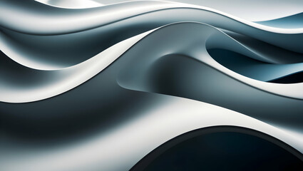 Wall Mural - Fluid Dynamics: An abstract grayscale close-up of smooth, flowing waves, ideal for design, technology, or architectural themes. 