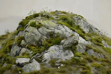 Poster - Closeup of Moss Covered Rocks in Mountainous Landscape