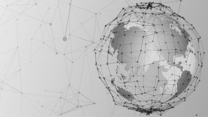 business connection network worldwide with globe animation 