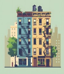 Poster - Illustrated Building in the City