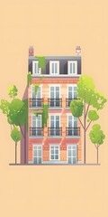 Wall Mural - Apartment Building with Green Trees