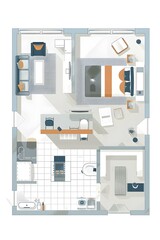 Wall Mural - Modern Apartment Top View Illustration