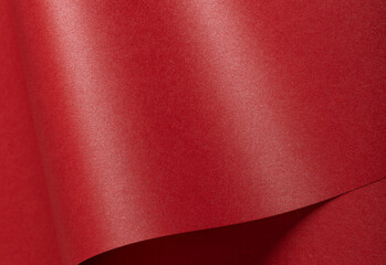 Aufkleber - Red scarlet color paper background, smooth glowing shining texture, wave