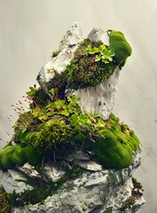 Wall Mural - Green Moss Growing On Rocks In Nature