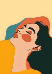 Wall Mural - Woman with Closed Eyes and Abstract Background