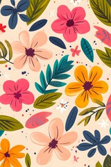 Wall Mural - Colorful Floral Pattern Background Illustration