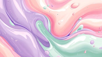 Sticker - Abstract Pastel Swirls with Bubbles Background