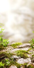 Wall Mural - Green Moss Stone Background for Product Display