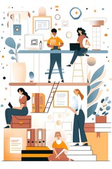 Wall Mural - Teamwork, Business People Working in Modern Office