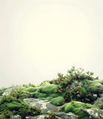 Wall Mural - Green Moss Covered Rocks in a Foggy Landscape