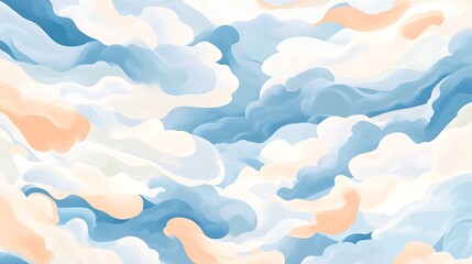 Canvas Print - Abstract Blue and White Swirling Cloud Pattern